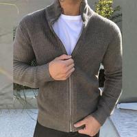 Sweter męski sweter jednokolorowy sweter dziergany stójka kurtka wiosenna ciepły sweter 1